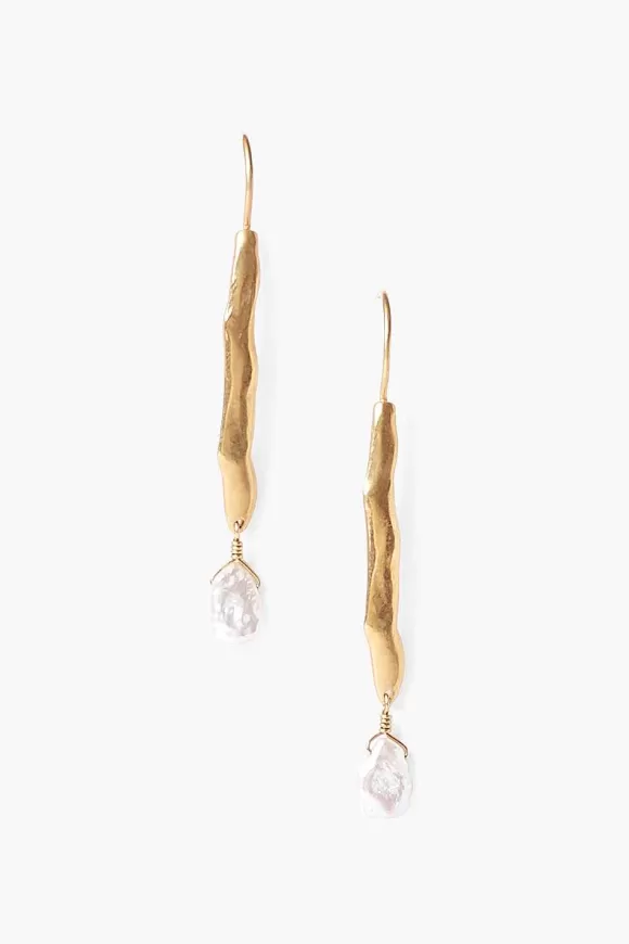 Chan Luu Gold Wave Pearl Drop Earrings Discount