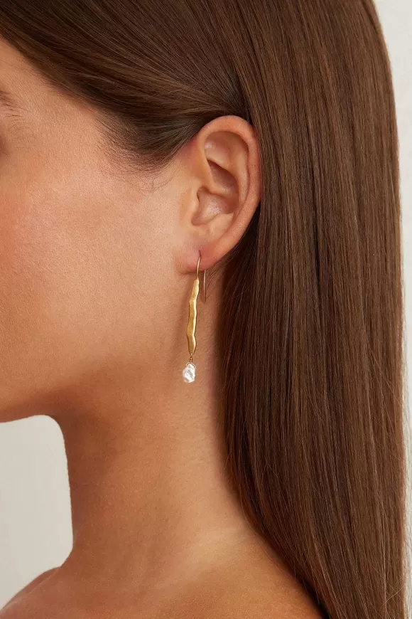 Chan Luu Gold Wave Pearl Drop Earrings Discount