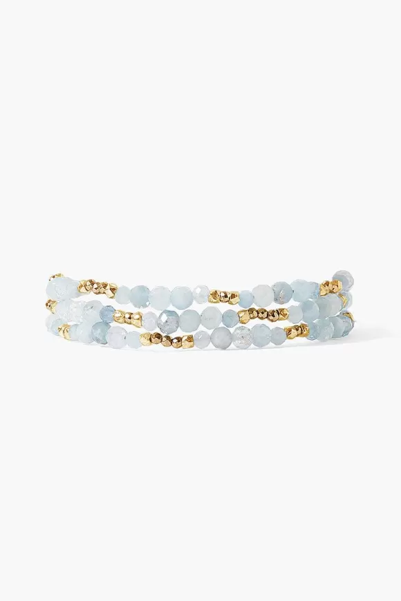 Chan Luu Granada Naked Wrap Bracelet Aquamarine Gold Best