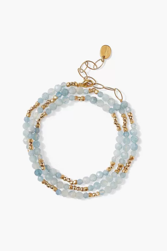 Chan Luu Granada Naked Wrap Bracelet Aquamarine Gold Best