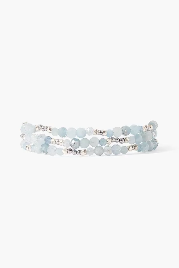 Chan Luu Granada Naked Wrap Bracelet Aquamarine Silver Discount