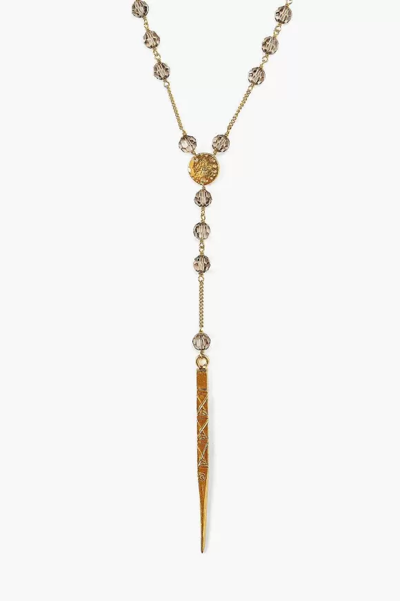 Chan Luu Greige Crystal Dagger Necklace Clearance