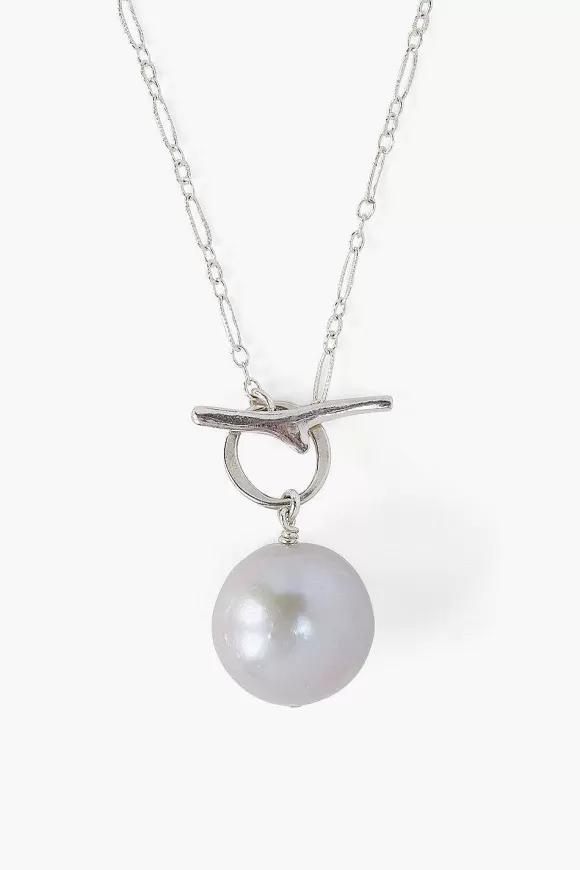 Chan Luu Grey Freshwater Pearl Toggle Necklace New