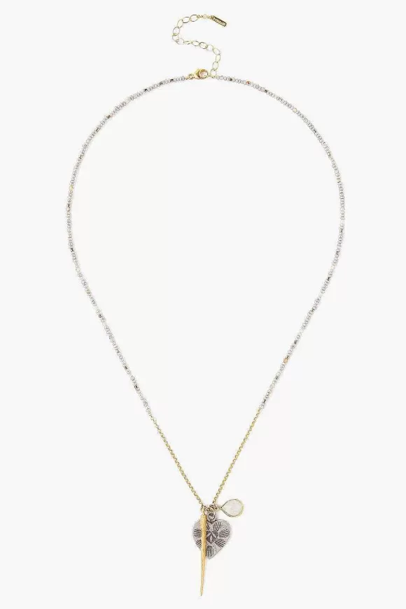 Chan Luu Grey Pearl And Heart Charm Necklace Cheap