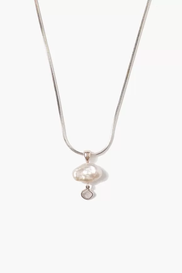 Chan Luu Hilo Pearl And Diamond Necklace Silver Store