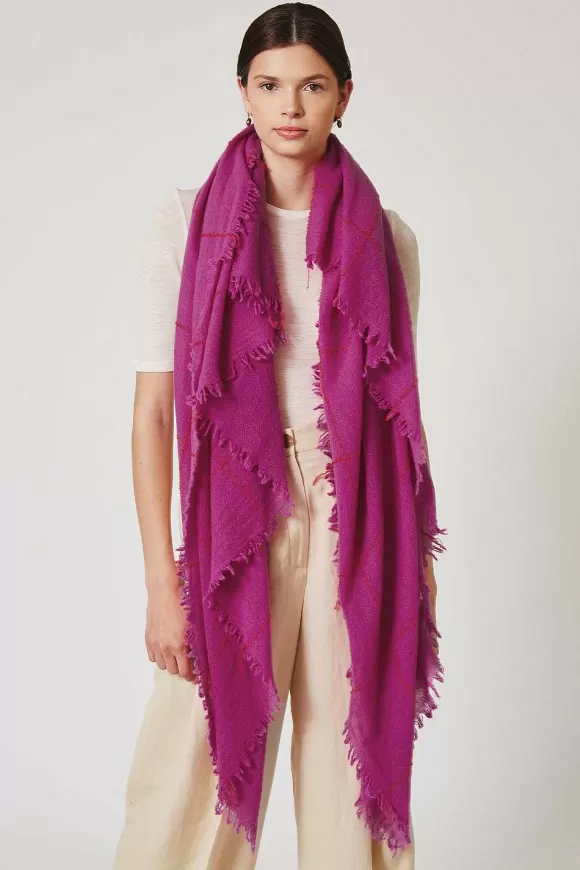 Chan Luu Hyacinth Windowpane Cashmere Scarf Shop