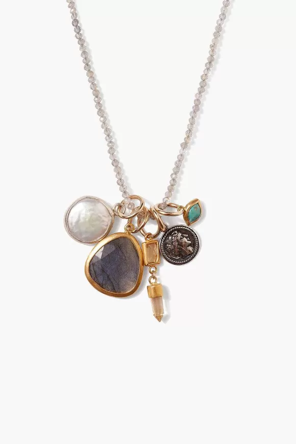 Chan Luu Hypatia Charm Necklace Labradorite Mix Hot