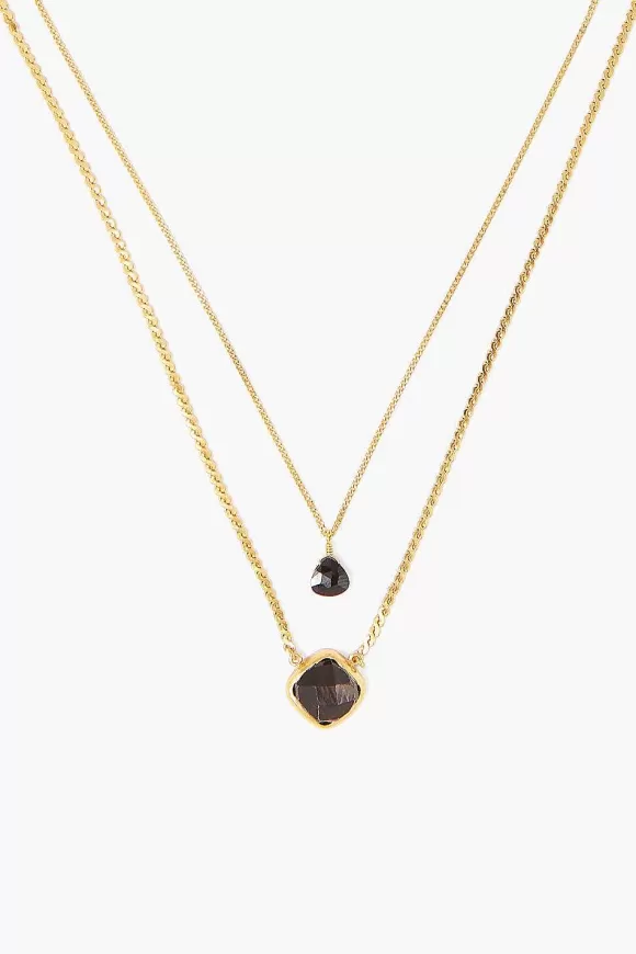 Chan Luu Hypersthene And Black Spinel Duo Gold Cliff Necklace Hot