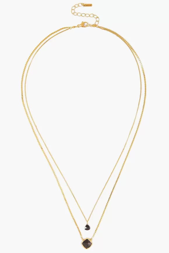 Chan Luu Hypersthene And Black Spinel Duo Gold Cliff Necklace Hot