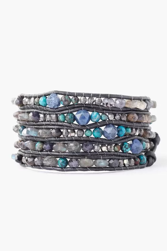 Chan Luu Iolite Mix Wrap Bracelet On Gunmetal Leather Shop