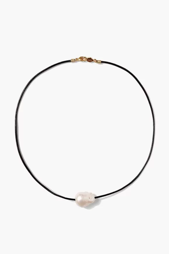 Chan Luu Isla Pearl Necklace Black Cheap