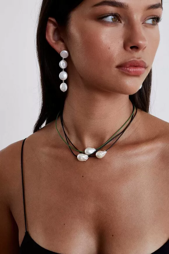 Chan Luu Isla Pearl Necklace Black Cheap