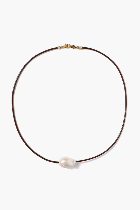 Chan Luu Isla Pearl Necklace Brown Clearance