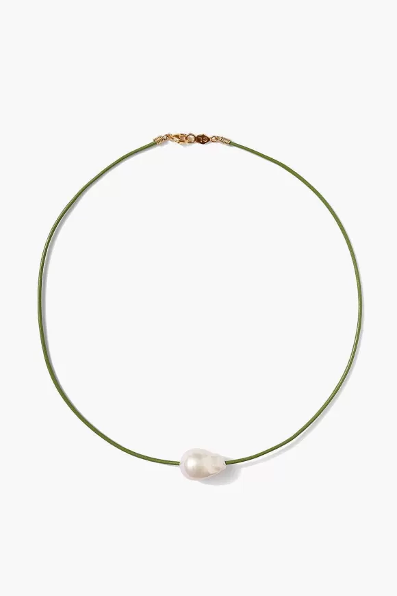 Chan Luu Isla Pearl Necklace Green Fashion