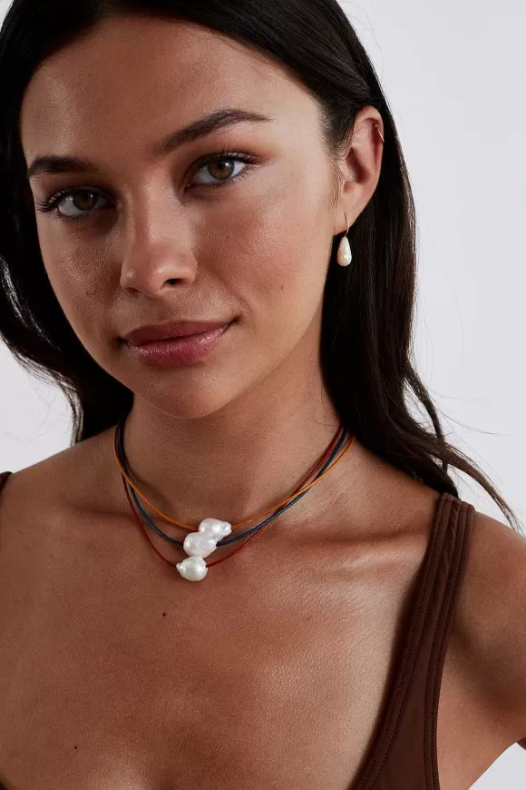 Chan Luu Isla Pearl Necklace Iris Blue Sale