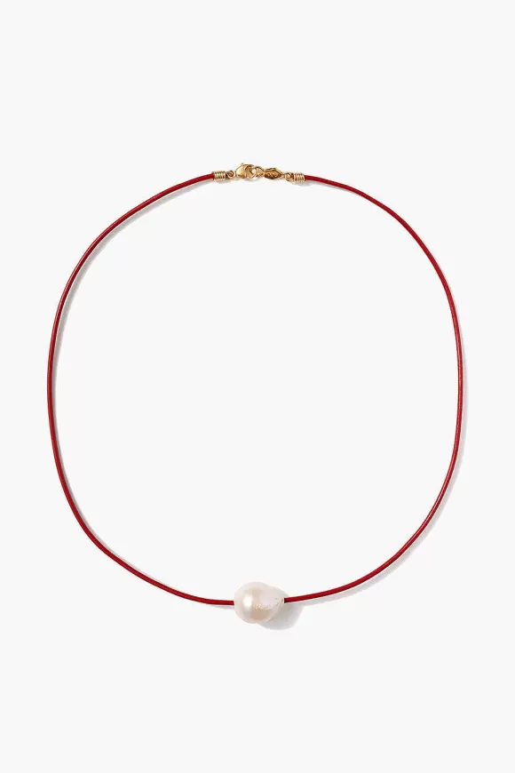 Chan Luu Isla Pearl Necklace Red Discount