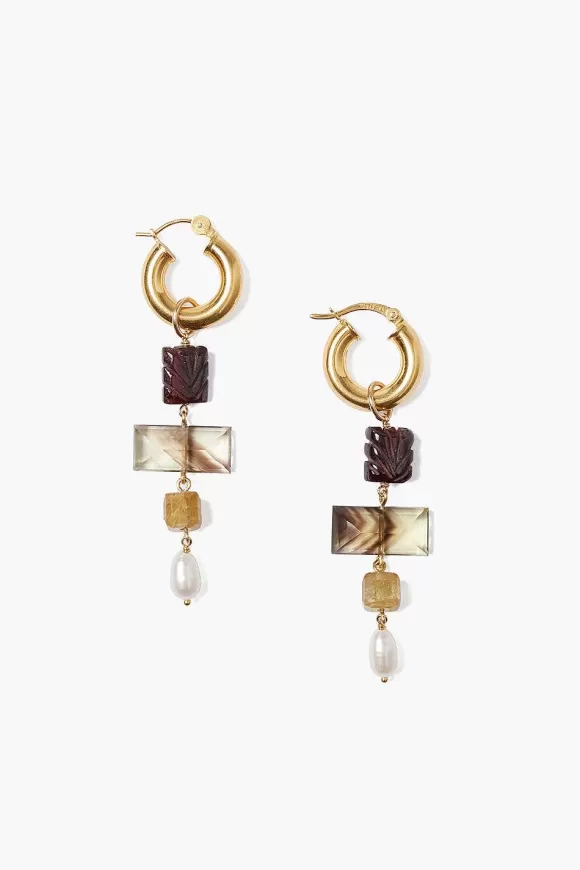 Chan Luu Jolie Hoop Earrings Smoky Quartz Mix Discount