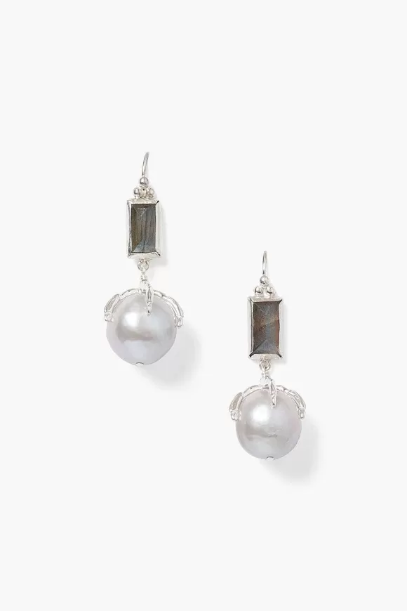 Chan Luu Lark Earrings Grey Pearl Mix New