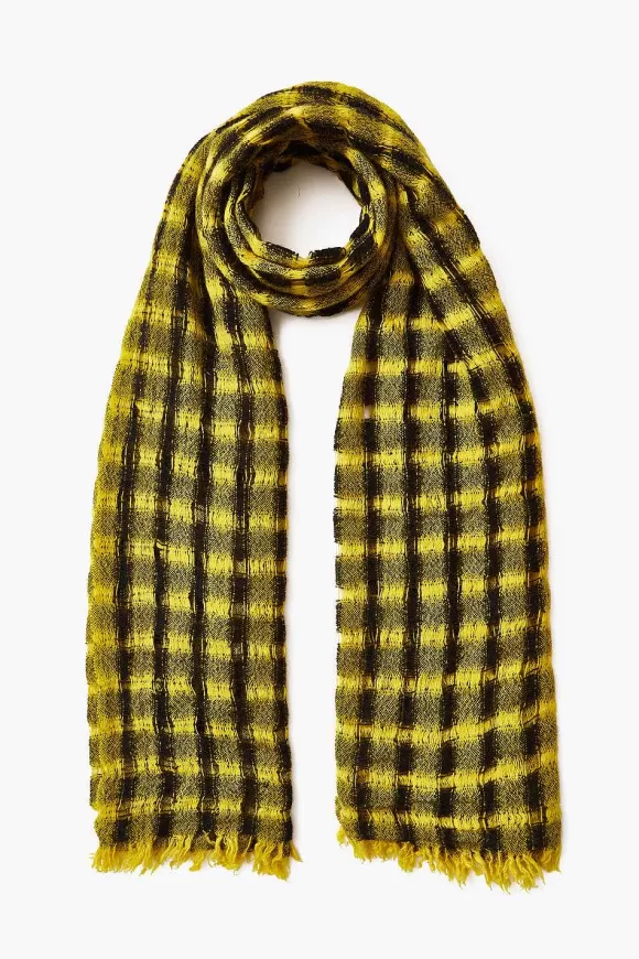 Chan Luu Lemon Drop Checkered Wool Scarf Hot