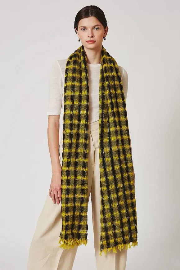 Chan Luu Lemon Drop Checkered Wool Scarf Hot