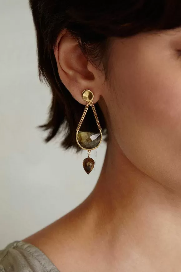 Chan Luu Luna Teardrop Earrings Labradorite Mix Online