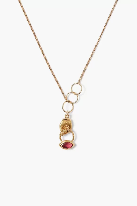 Chan Luu Mano Evil Eye Charm Necklace Garnet Cheap