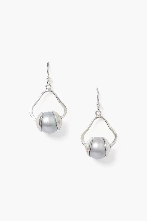 Chan Luu Maribel Drop Earrings Grey Pearl New