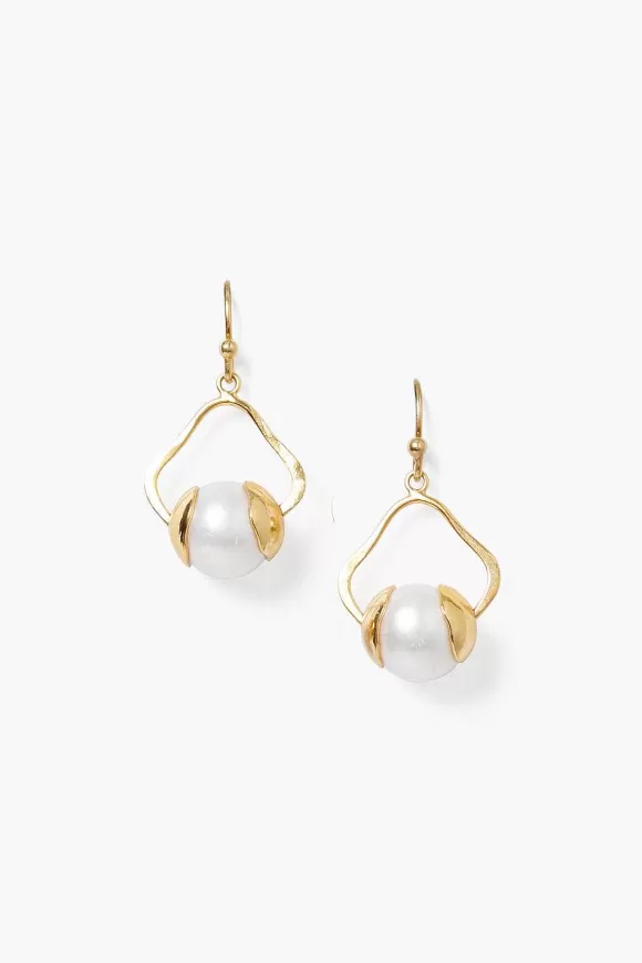 Chan Luu Maribel Drop Earrings White Pearl New