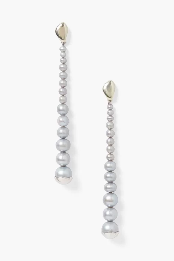 Chan Luu Marion Drop Earrings Grey Pearl Discount