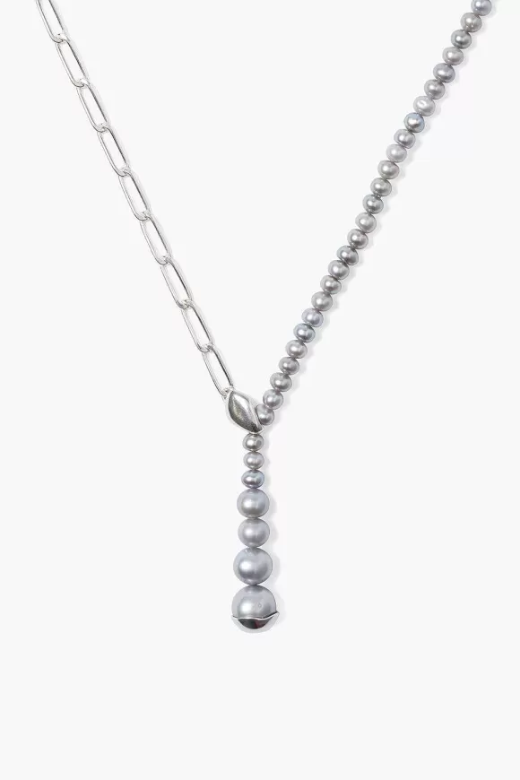 Chan Luu Marion Drop Necklace Grey Pearl Store