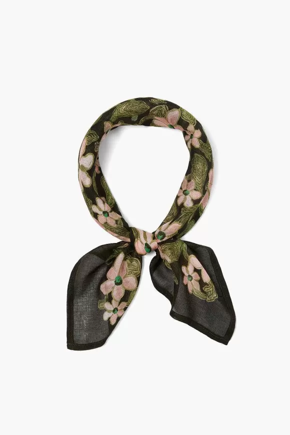 Chan Luu Meadow Floral Print Bandana Kombu Green Outlet