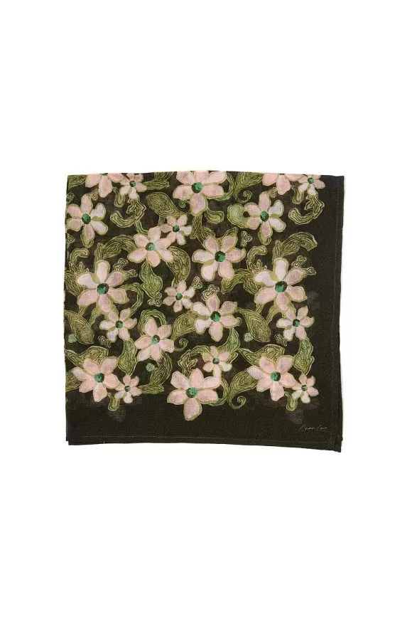 Chan Luu Meadow Floral Print Bandana Kombu Green Outlet