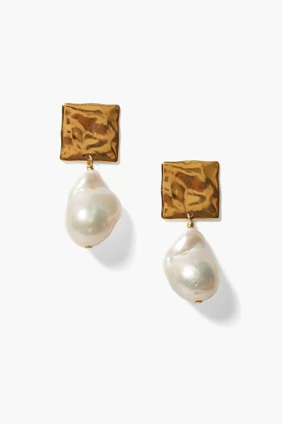 Chan Luu Minerva Earrings Gold White Pearl Flash Sale