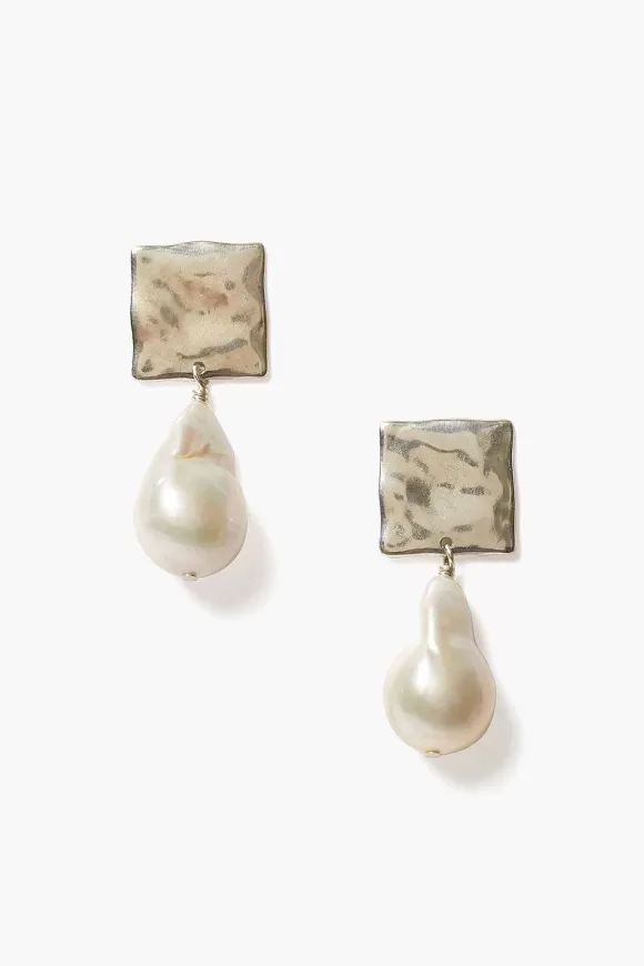 Chan Luu Minerva Earrings Silver White Pearl Outlet