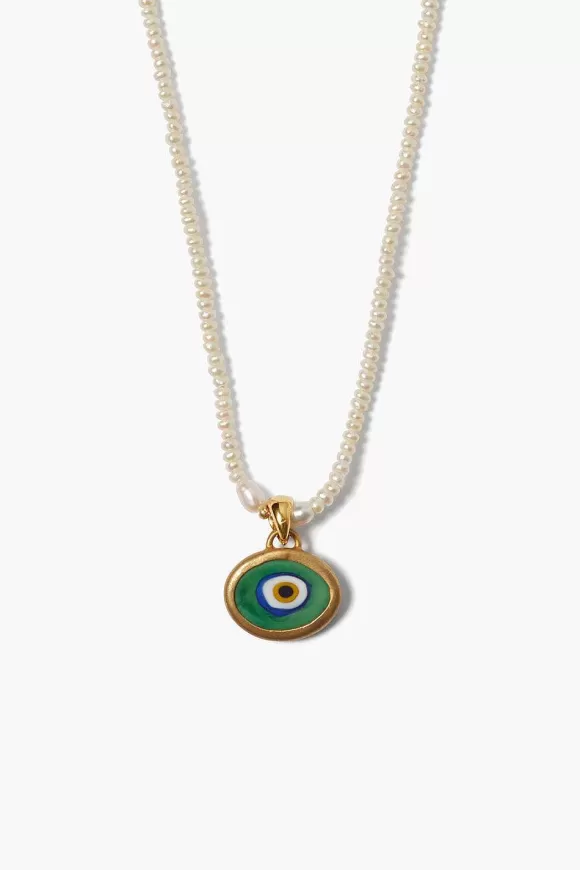 Chan Luu Mya Evil Eye Necklace White Pearl Cheap