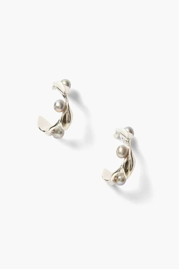 Chan Luu Olive Branch Hoop Earrings Mini Silver Store