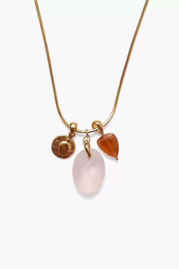 Chan Luu Ostia Charm Necklace Rose Quartz Cheap