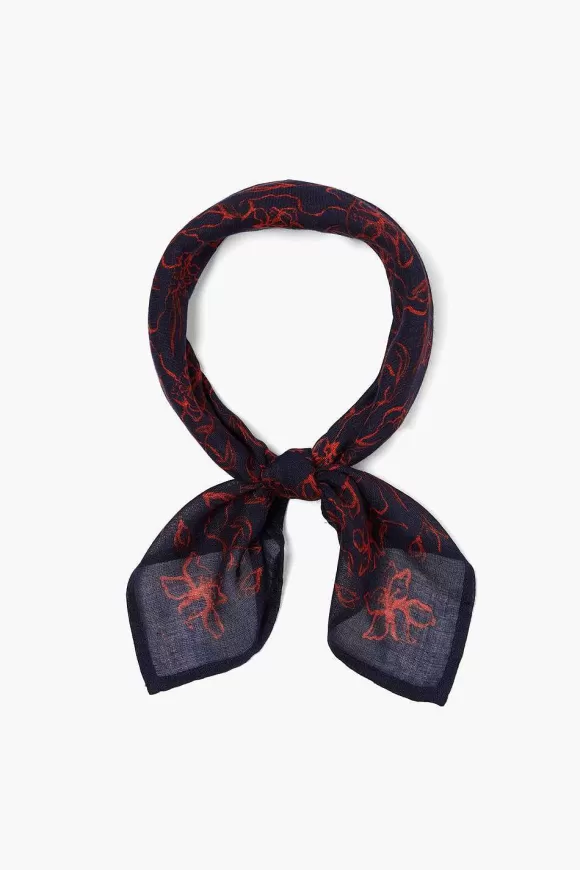 Chan Luu Painterly Floral Print Bandana Dark Sapphire Cheap