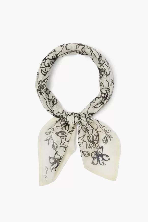 Chan Luu Painterly Floral Print Bandana Egret Hot