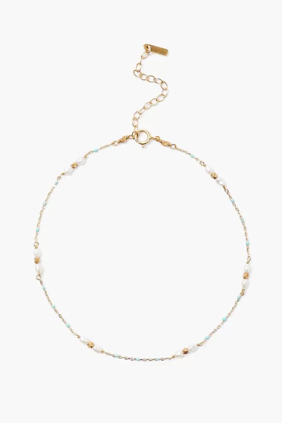 Chan Luu Pearl And Turquoise Enamel Bead Anklet Hot