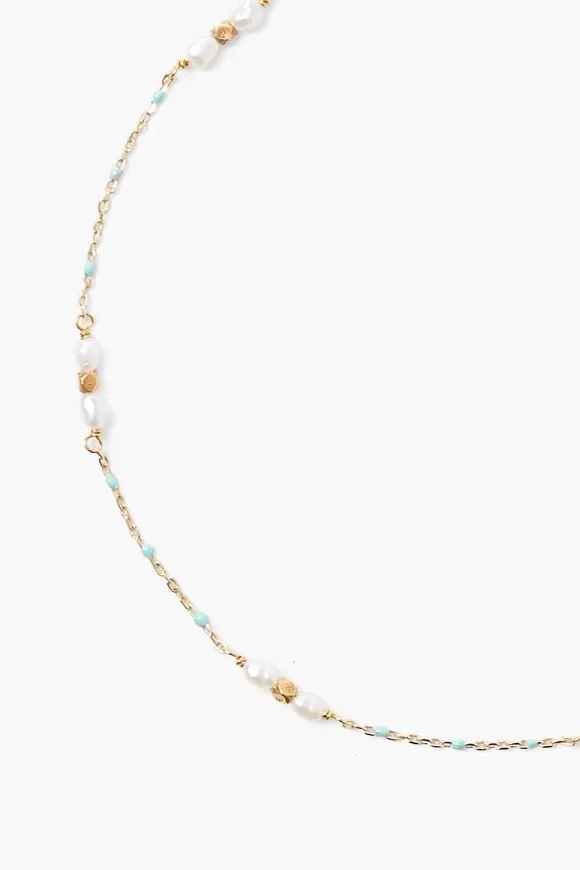 Chan Luu Pearl And Turquoise Enamel Bead Anklet Hot