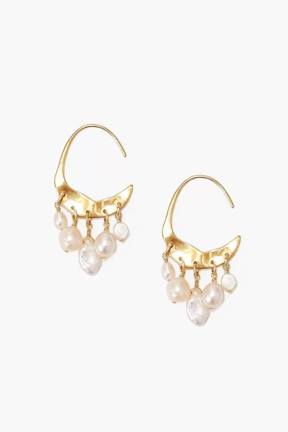 Chan Luu Petite Crescent White Pearl And Gold Hoop Earrings Discount