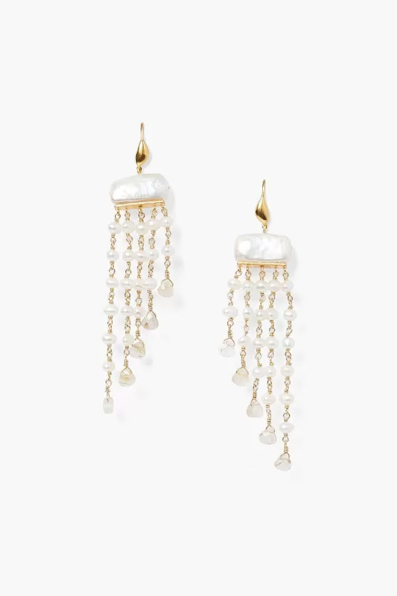 Chan Luu Phaedra Waterfall Earrings White Pearl Mix Fashion