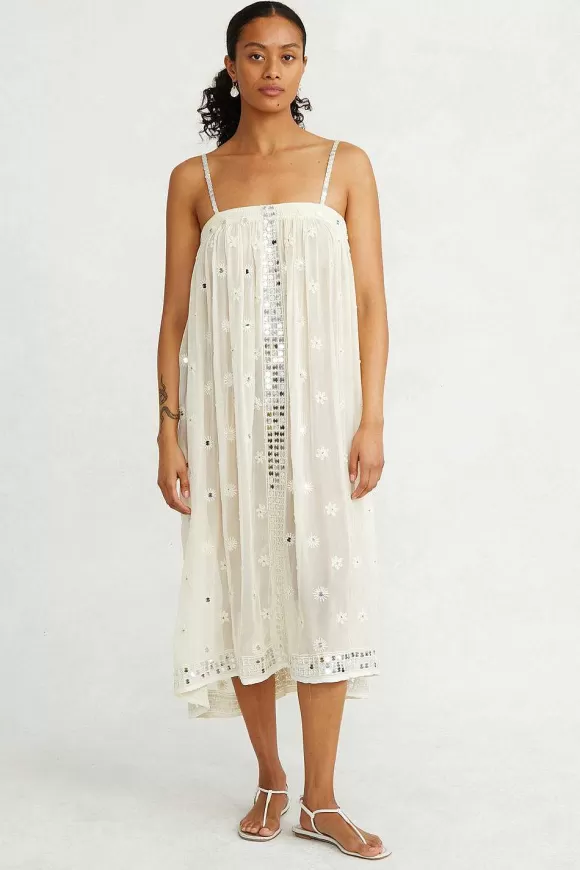 Chan Luu Phoebe Embroidered Dress Cloud Cream Cheap