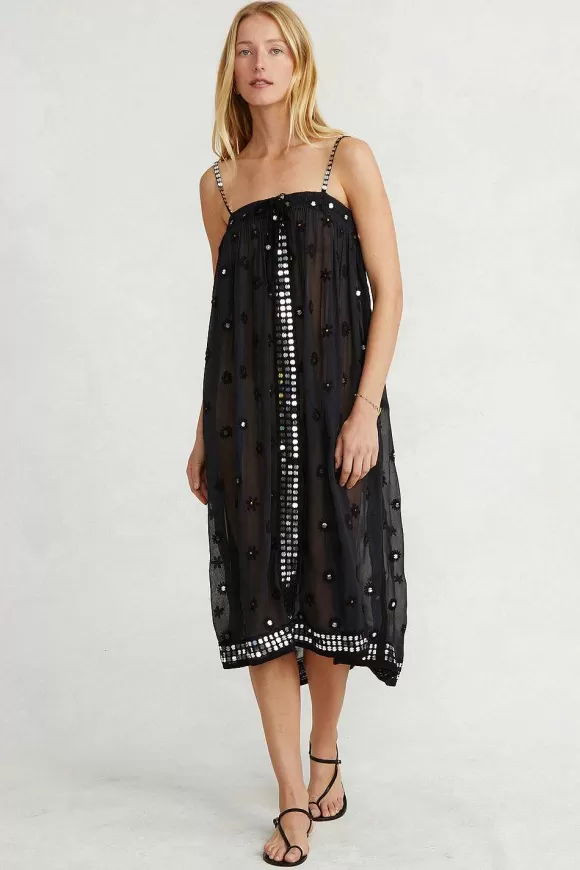 Chan Luu Phoebe Embroidered Dress Total Eclipse Flash Sale