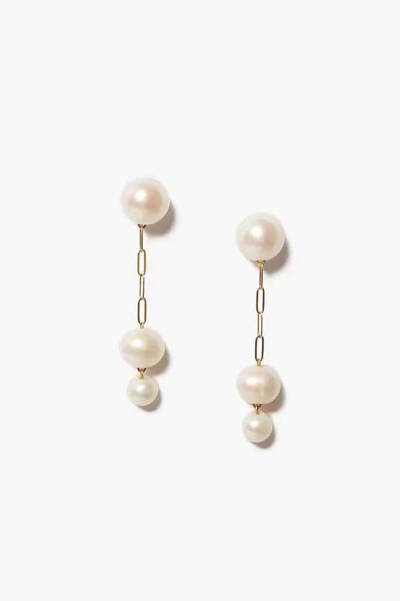 Chan Luu Phoebe Tiered Drop Earrings White Pearl Clearance