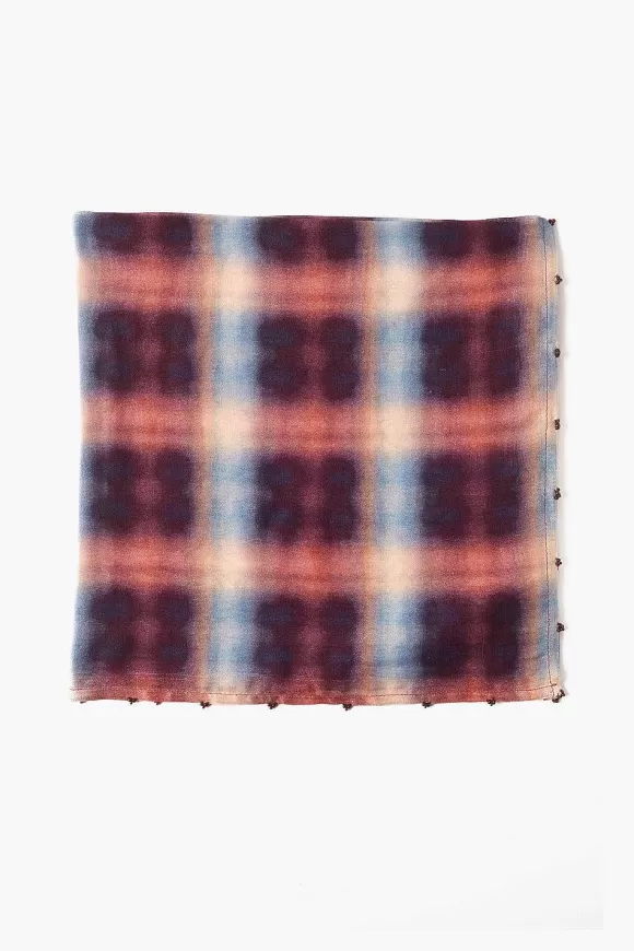 Chan Luu Plaid Print Bandana Dark Sapphire Discount