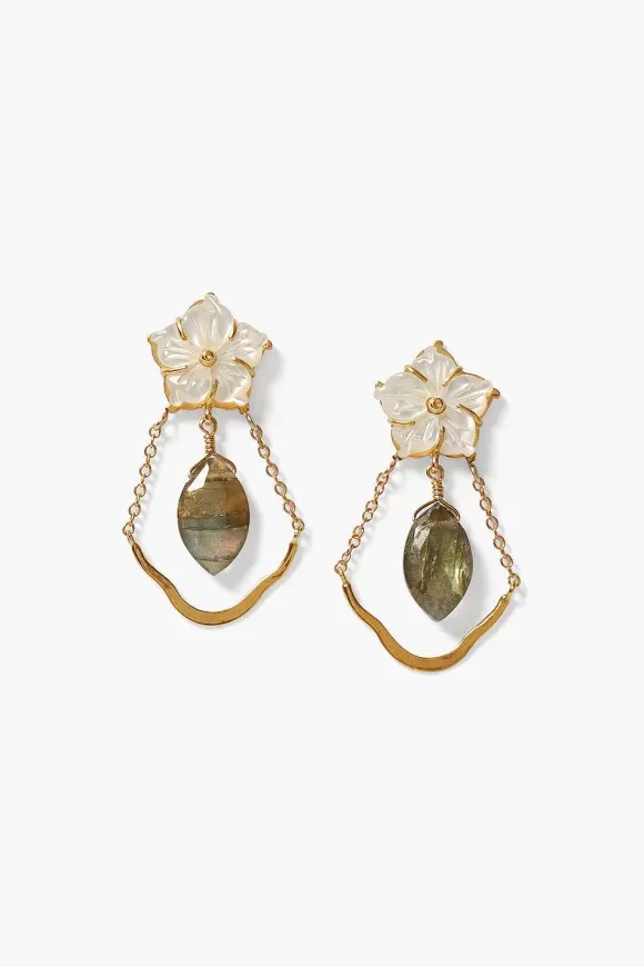 Chan Luu Plumeria Chandelier Earrings Labradorite Mix Discount