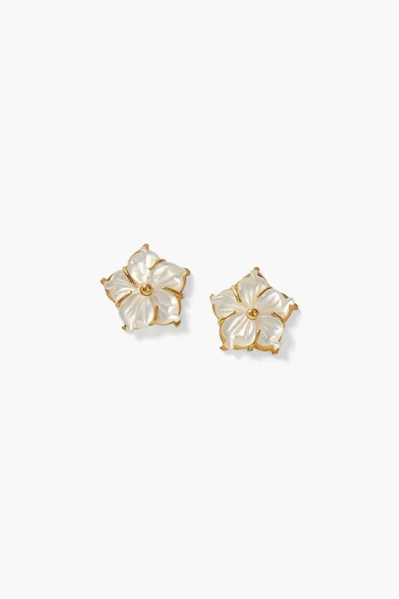 Chan Luu Plumeria Stud Earrings White Mop Best