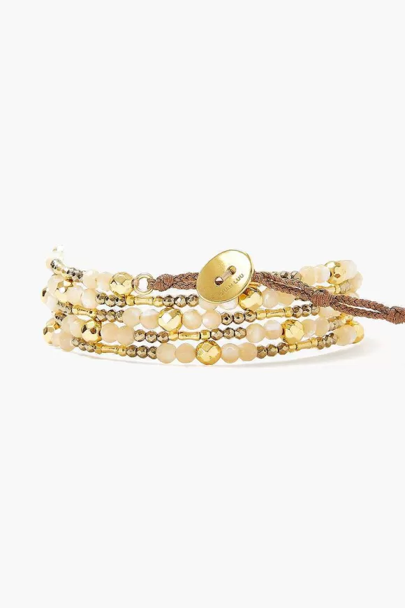 Chan Luu Pyrite And Gold Mix Naked Wrap Bracelet New